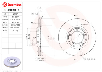 Conjunto de discos de freio BREMBO 09.B030.10
