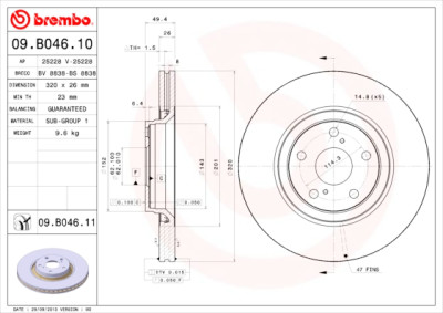 BREMBO COATED DISC LINE 09.B046.11 Conjunto de discos de freio