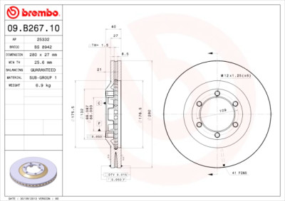 Conjunto de discos de freio BREMBO 09.B267.10