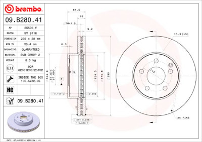 Conjunto de discos de freio BREMBO 09.B280.41