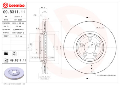 BREMBO COATED DISC LINE 09.B311.11 Conjunto de discos de freio