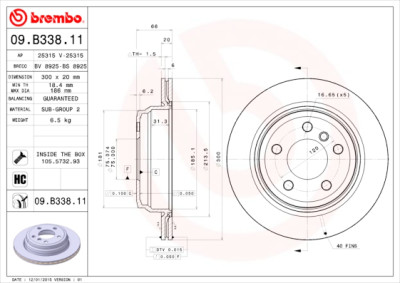 BREMBO COATED DISC LINE 09.B338.11 Conjunto de discos de freio