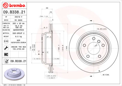 Conjunto de discos de freio BREMBO 09.B338.21
