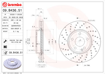 BREMBO COATED DISC LINE 09.B436.51 Conjunto de discos de freio
