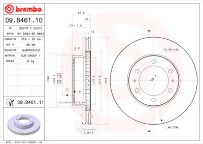 Conjunto de discos de freio BREMBO 09.B461.10