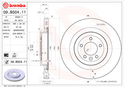 Conjunto de discos de freio BREMBO 09.B504.11