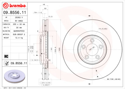Jogo de discos de freio BREMBO COATED DISC LINE 09.B556.11