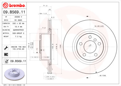 BREMBO COATED DISC LINE 09.B569.11 Conjunto de discos de freio
