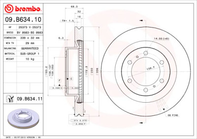 Conjunto de discos de freio BREMBO 09.B634.11