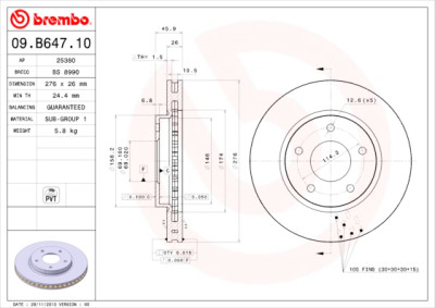 Conjunto de discos de freio BREMBO 09.B647.10