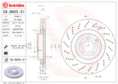BREMBO COATED DISC LINE 09.B855.51 Conjunto de discos de freio