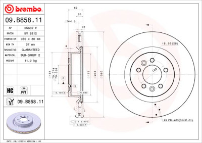 Conjunto de discos de freio BREMBO 09.B858.11