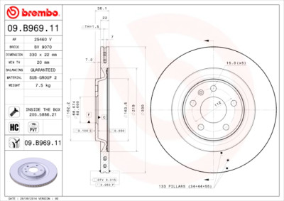 Jogo de discos de freio BREMBO COATED DISC LINE 09.B969.11