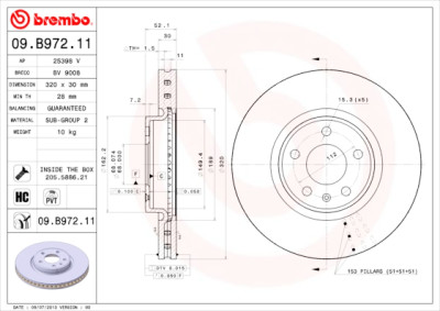 Jogo de discos de freio BREMBO COATED DISC LINE 09.B972.11