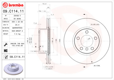 Conjunto de discos de freio BREMBO 09.C114.11