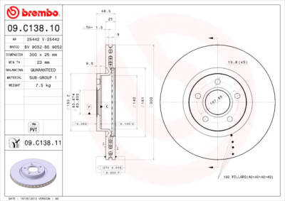 Conjunto de discos de freio BREMBO 09.C138.10