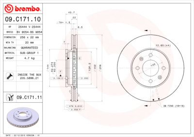 Conjunto de discos de freio BREMBO 09.C171.10