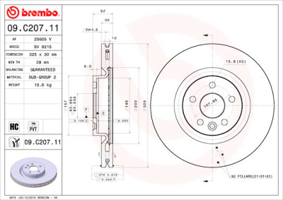 Conjunto de discos de freio BREMBO 09.C207.11