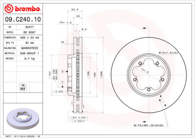 Conjunto de discos de freio BREMBO 09.C240.10