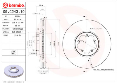 Conjunto de discos de freio BREMBO 09.C243.10