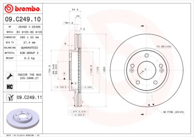 Conjunto de discos de freio BREMBO 09.C249.11