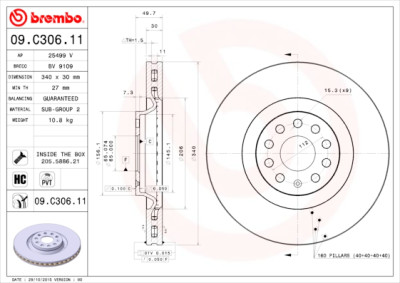 Conjunto de discos de freio BREMBO 09.C306.11