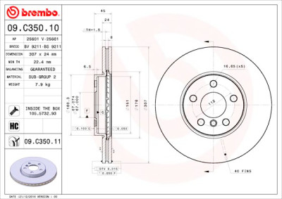Conjunto de discos de freio BREMBO 09.C350.11