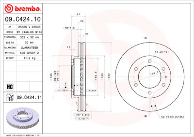 Conjunto de discos de freio BREMBO 09.C424.11