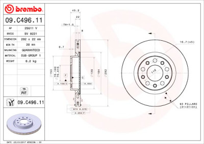 Conjunto de discos de freio BREMBO 09.C496.11