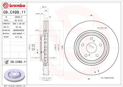 Conjunto de discos de freio BREMBO 09.C499.11