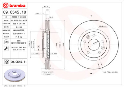 Conjunto de discos de freio BREMBO 09.C545.11