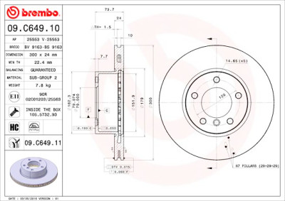 Conjunto de discos de freio BREMBO 09.C649.11