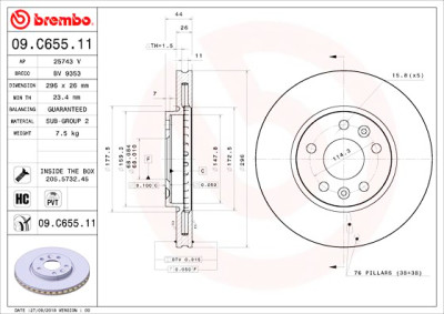 Conjunto de discos de freio BREMBO 09.C655.11