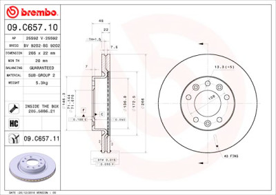 Conjunto de discos de freio BREMBO 09.C657.11