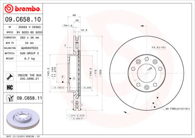 Conjunto de discos de freio BREMBO 09.C658.11