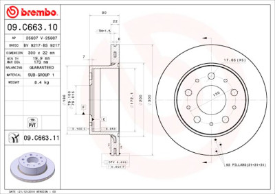 Conjunto de discos de freio BREMBO 09.C663.11