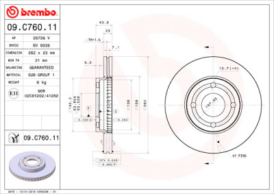 Conjunto de discos de freio BREMBO 09.C760.11