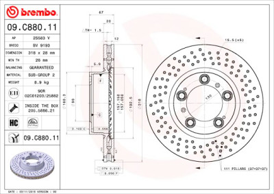 Conjunto de discos de freio BREMBO 09.C880.11