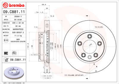 Conjunto de discos de freio BREMBO 09.C881.11