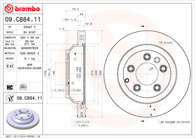 Conjunto de discos de freio BREMBO 09.C884.11