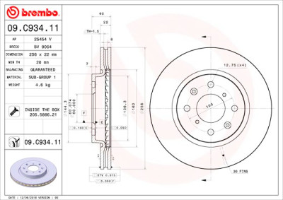 Conjunto de discos de freio BREMBO 09.C934.11