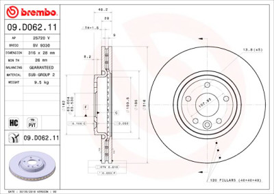 Conjunto de discos de freio BREMBO 09.D062.11