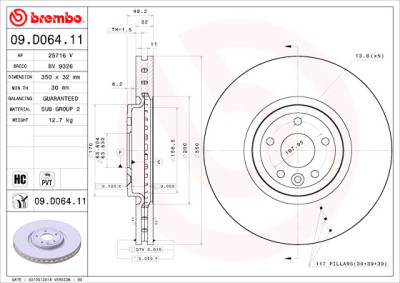 Conjunto de discos de freio BREMBO 09.D064.11