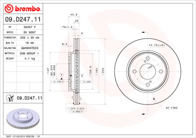 Conjunto de discos de freio BREMBO 09.D247.11