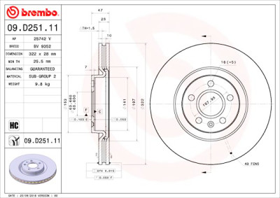Conjunto de discos de freio BREMBO 09.D251.11
