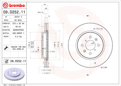 Conjunto de discos de freio BREMBO 09.D252.11