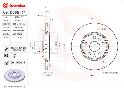 Conjunto de discos de freio BREMBO 09.D509.11