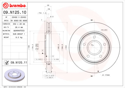 Conjunto de discos de freio BREMBO 09.N125.10