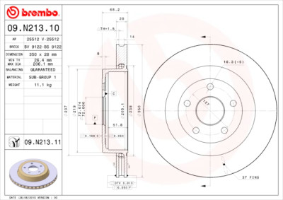 Conjunto de discos de freio BREMBO 09.N213.11