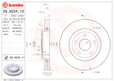 Conjunto de discos de freio BREMBO 09.N234.11